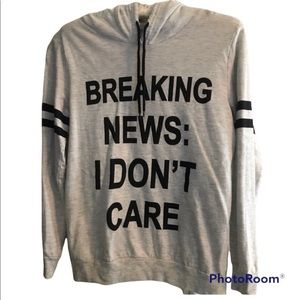 On Fire Graphic Hoodie Juniors Med M Sweatshirt Breaking News I Don’t Care Shirt